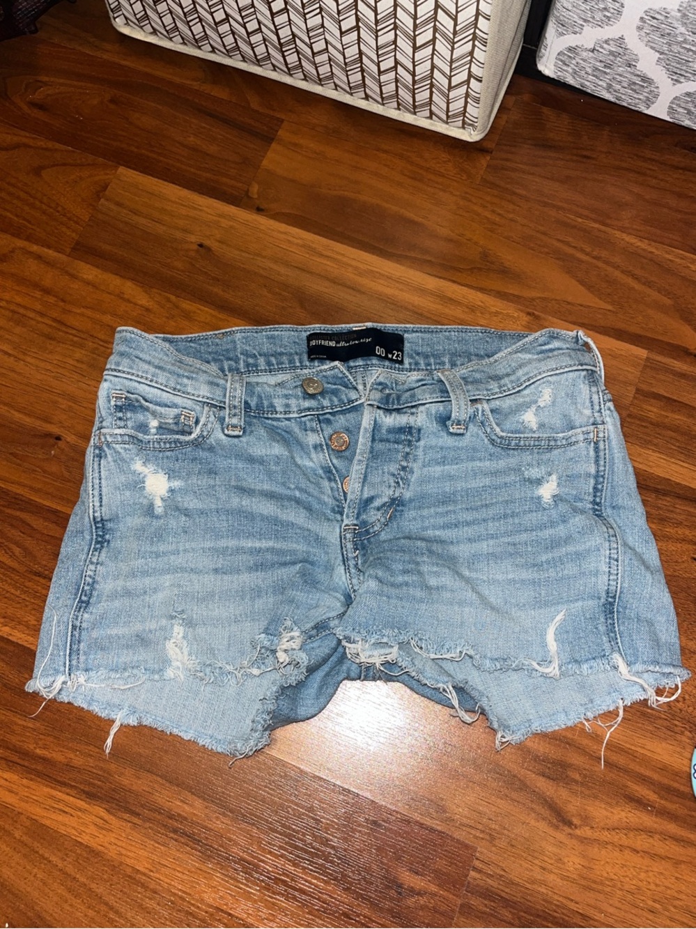 Hollister Light Blue Distressed Denim Shorts